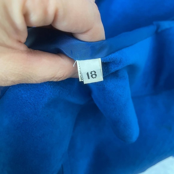 Vintage 70s Ultrasuede Blue Maxi Coat Dress Long Duster Medium Statement Winter - Picture 11 of 12